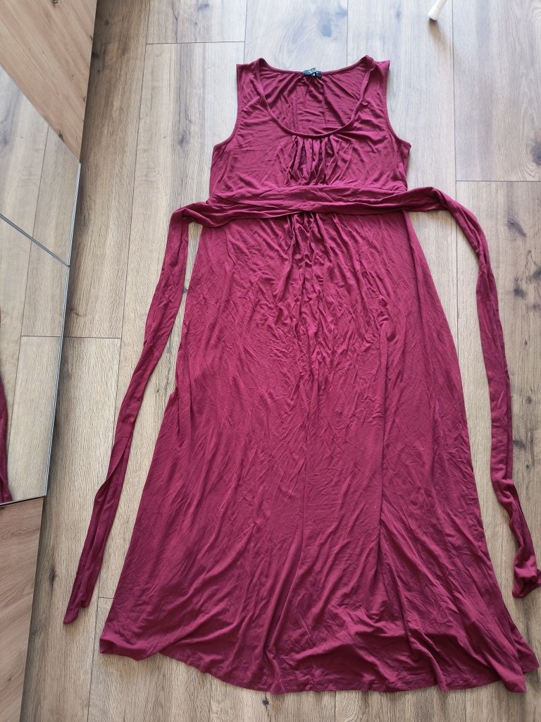 Sukienka ciążowa bordowa długa rozmiar 18 NEW LOOK