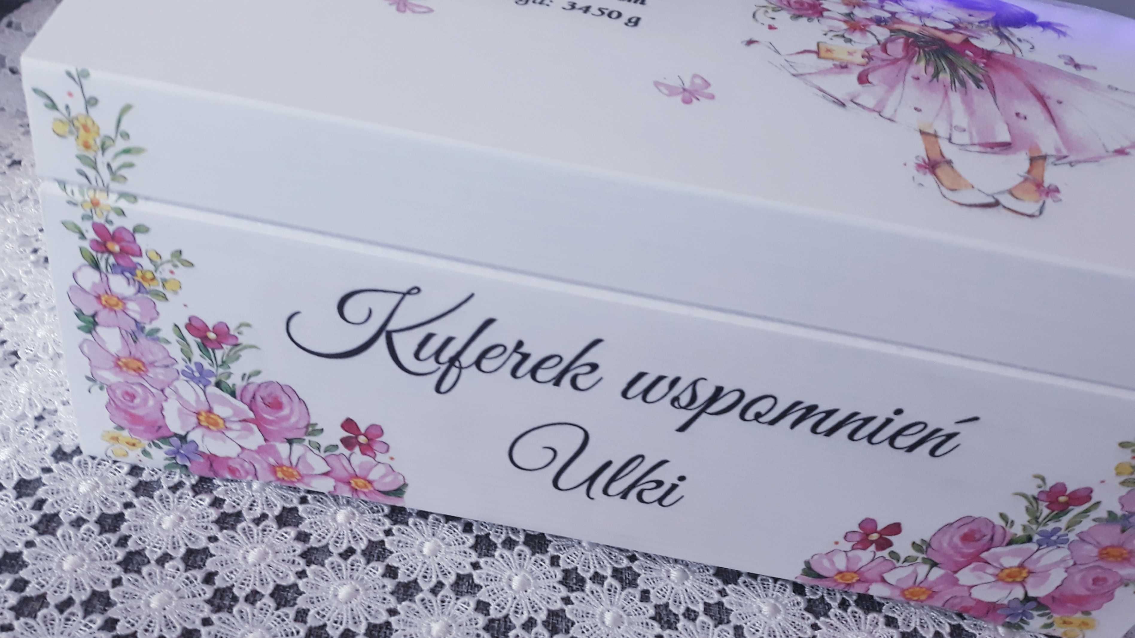 Pudełko skrzynka prezent roczek Chrzest Święty metryczka