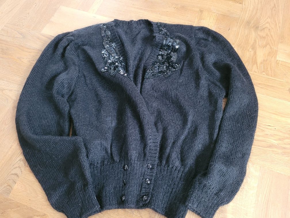 Sweter kardigan cekiny angielski zapinany rozmiar 44 46 48