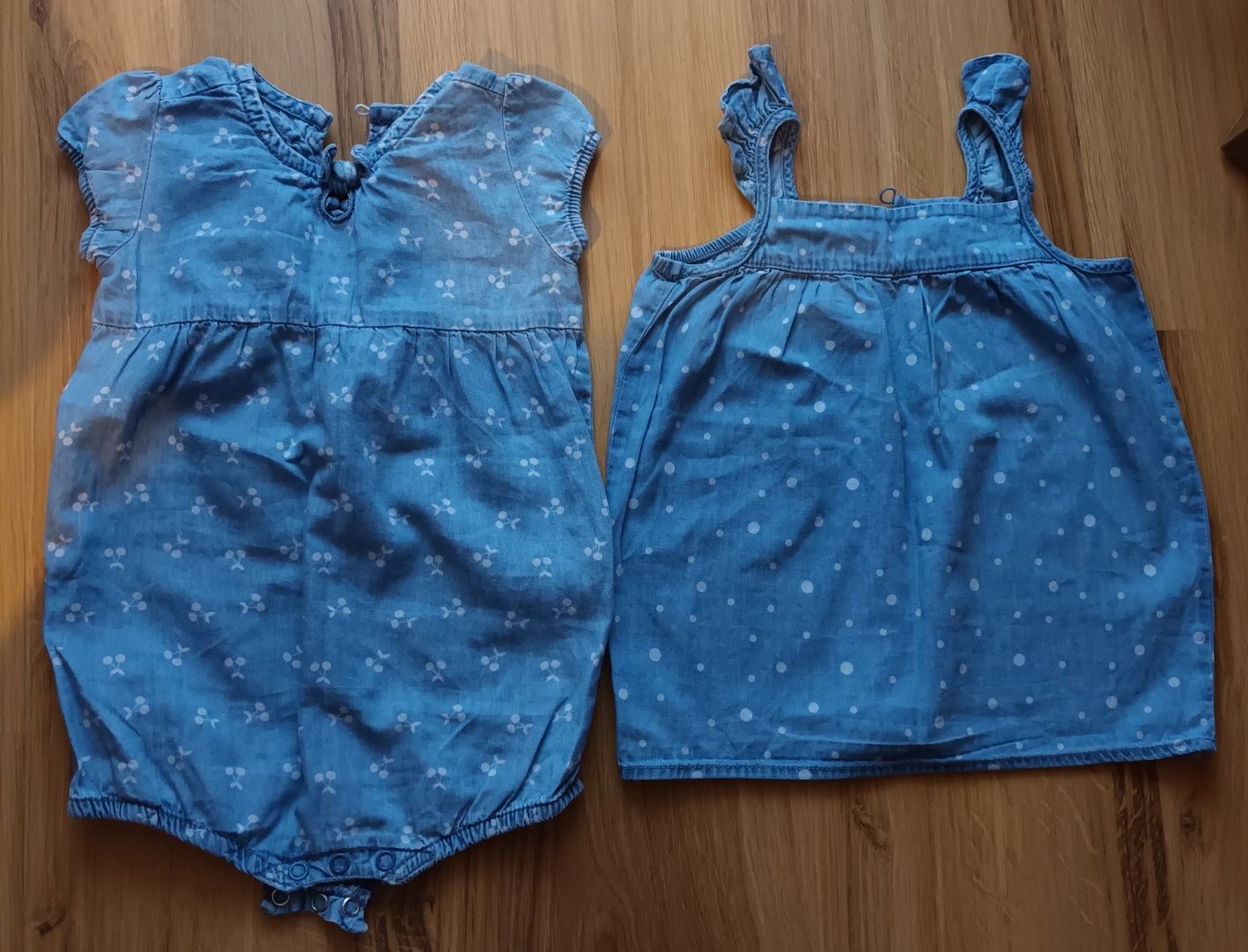Zestaw: sukienka i rampers jeans na lato dla dziewczynki, rozmiar 80