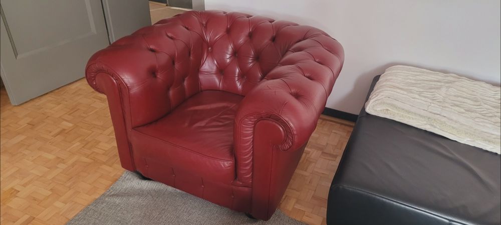 Chesterfield komplet fotele i sofa design loft retro