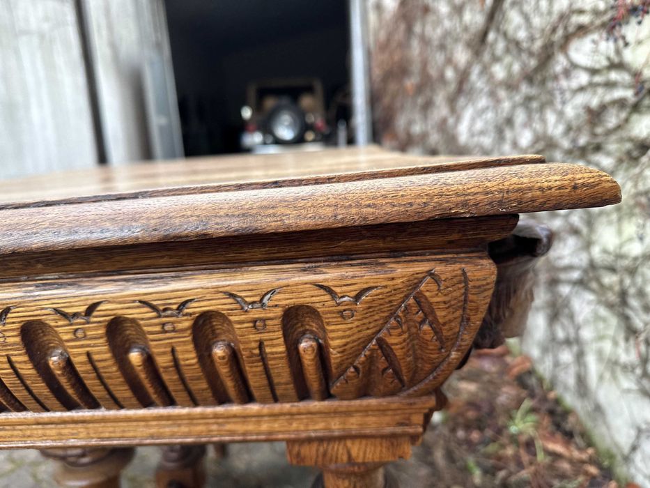 Stary Stol Eklektyczny Antyk Masywne Drewno