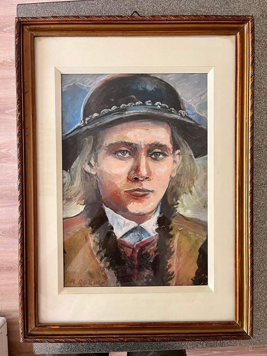 Stary obraz olejny pastelowe kwiaty martwa natura, duży.