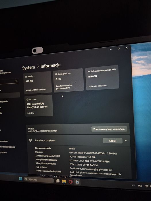 Laptop ASUS RTX 3070