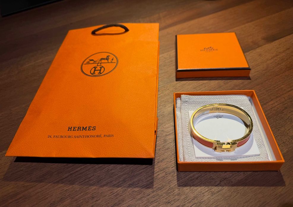 Bransoletka Hermes Clic H - pomarańczowa, nowa