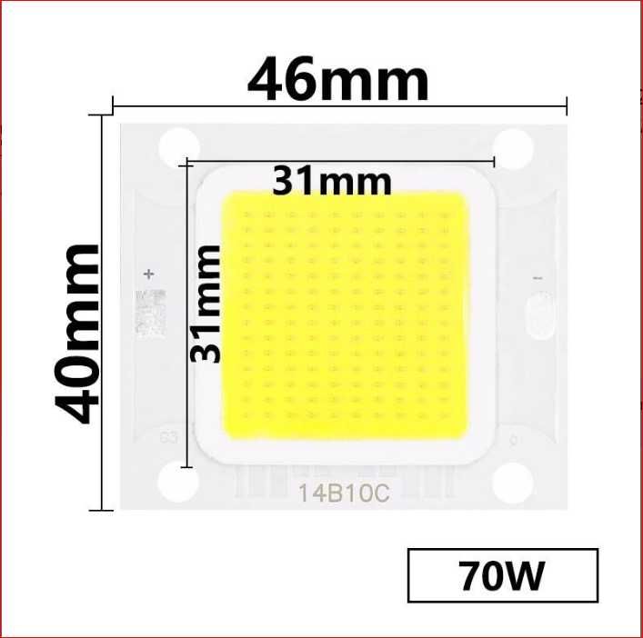 Потужний лінзований LED COB світлодіод 50w 60W 70W 6000K 12B10C 1.8A