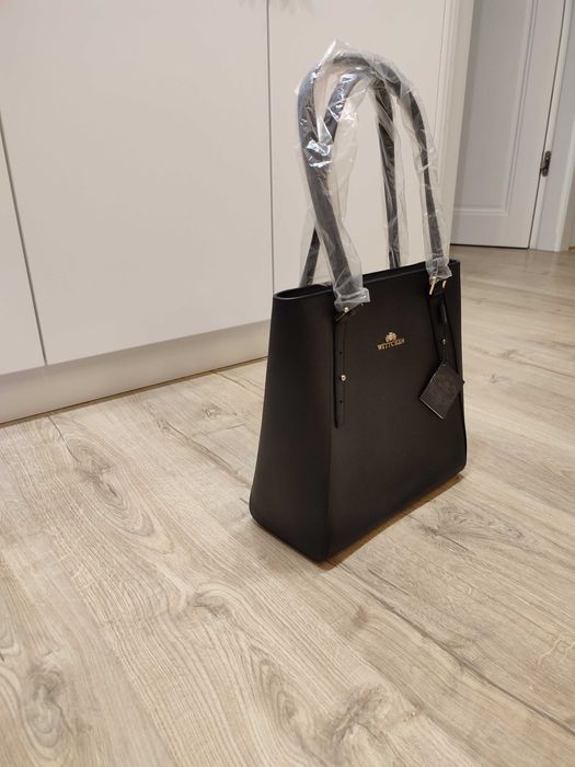 Skórzana torebka Wittchen czarna 31x31x33 cm