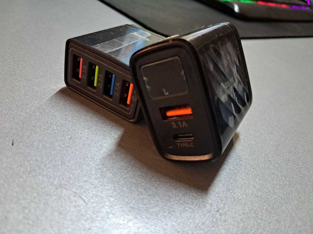 QC3.0+PD USB+TYPE-C Зарядное устройство с цифровым дисплеем 5 В