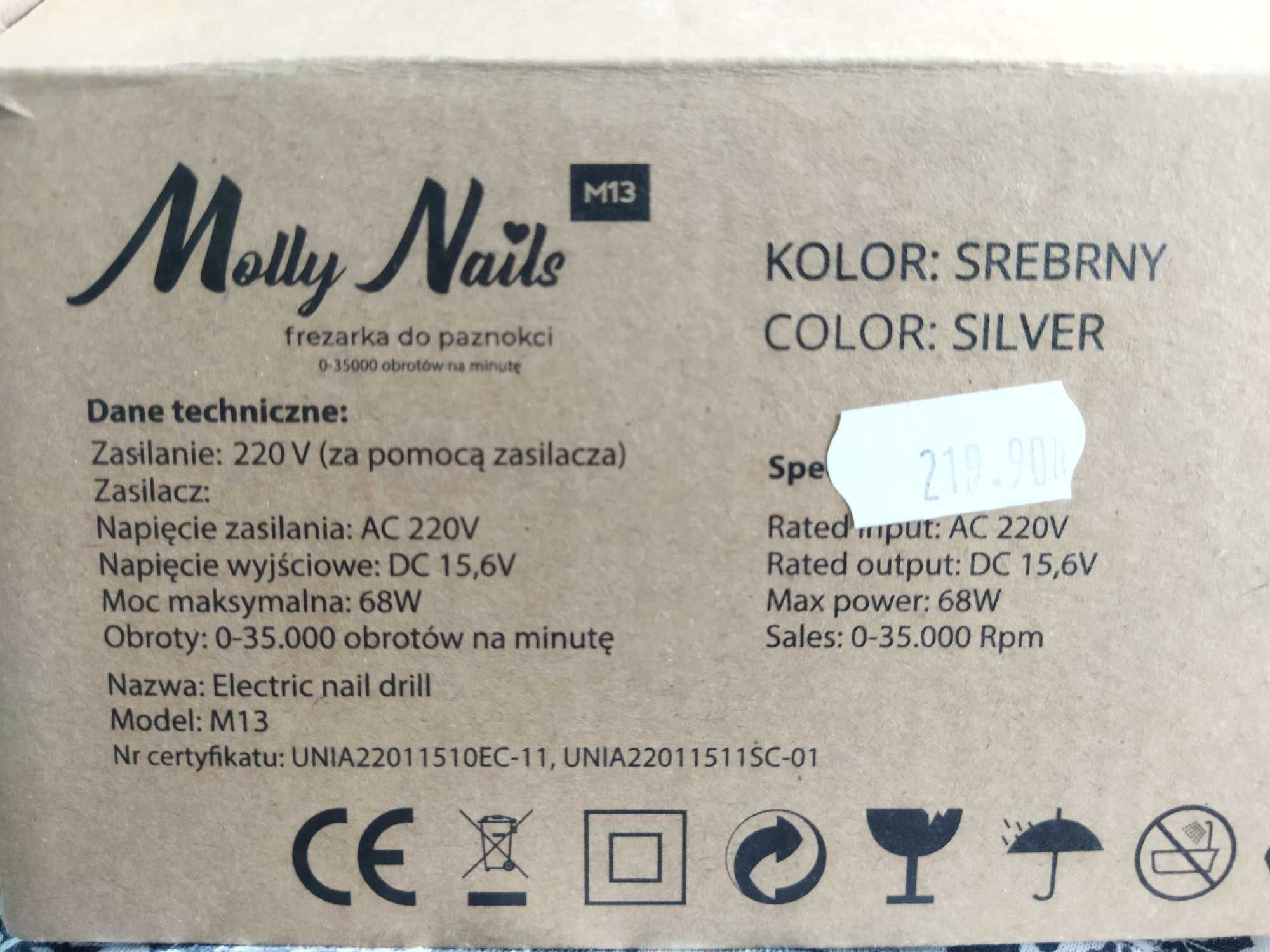 Frezarka do manicure i pedicure 68W Molly Nails M13 srebrna silver
