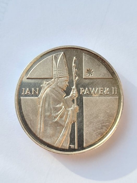Srebrna moneta Jan Paweł II / 10000 zł / 1989 / Pastorał / Gruby Krzyż