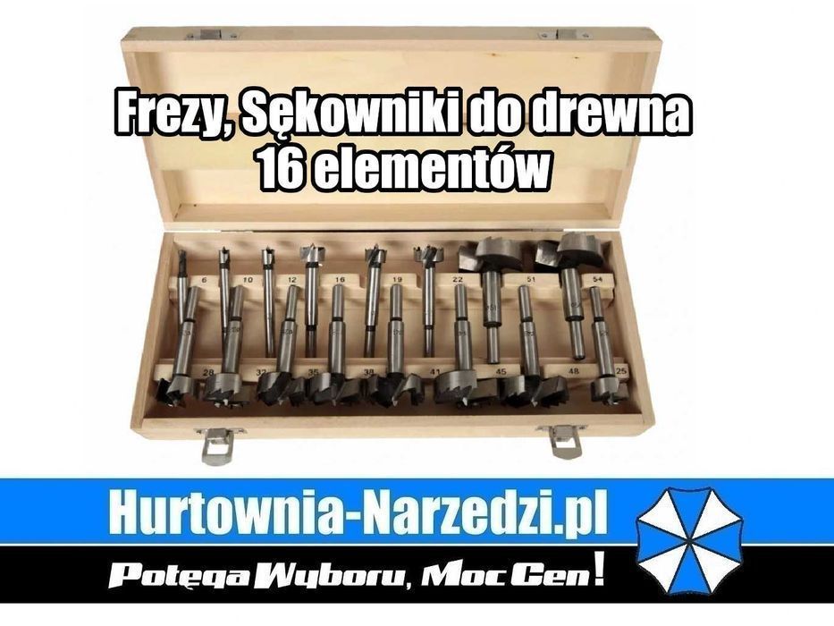 Frezy sękowniki do drewna 16-el. Silver frezy do drewna