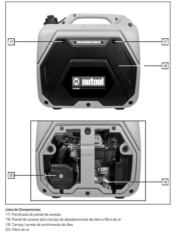 Gerador Energia Inverter NUTOOL NG2400IN 2000W 230V Silenc. JL20
