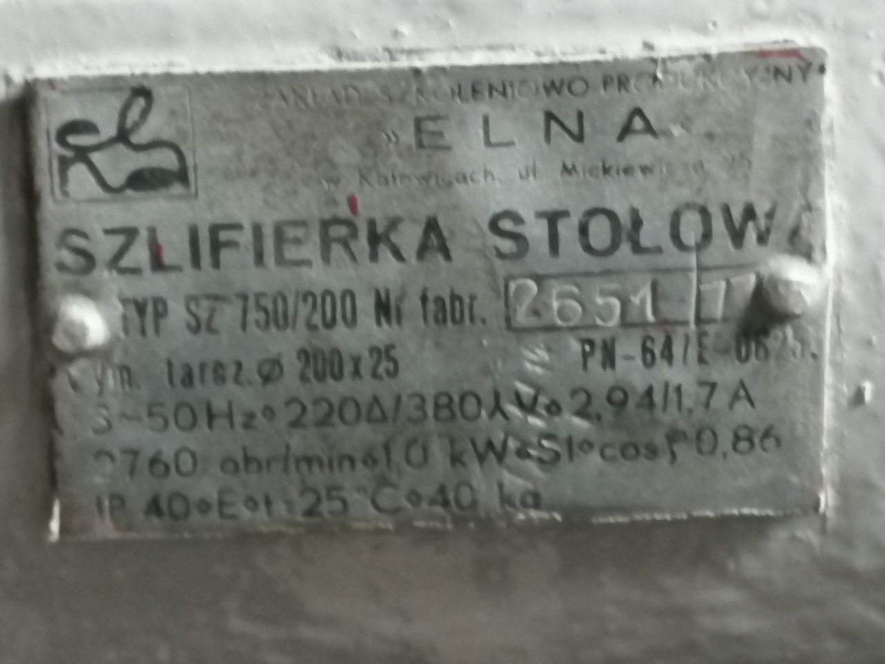 Szlifierka stołowa Elna SZ 750/200