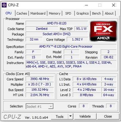 8-ядерный AMD FX-Series FX-8120 4.0 Ghz Turbo, AM3+