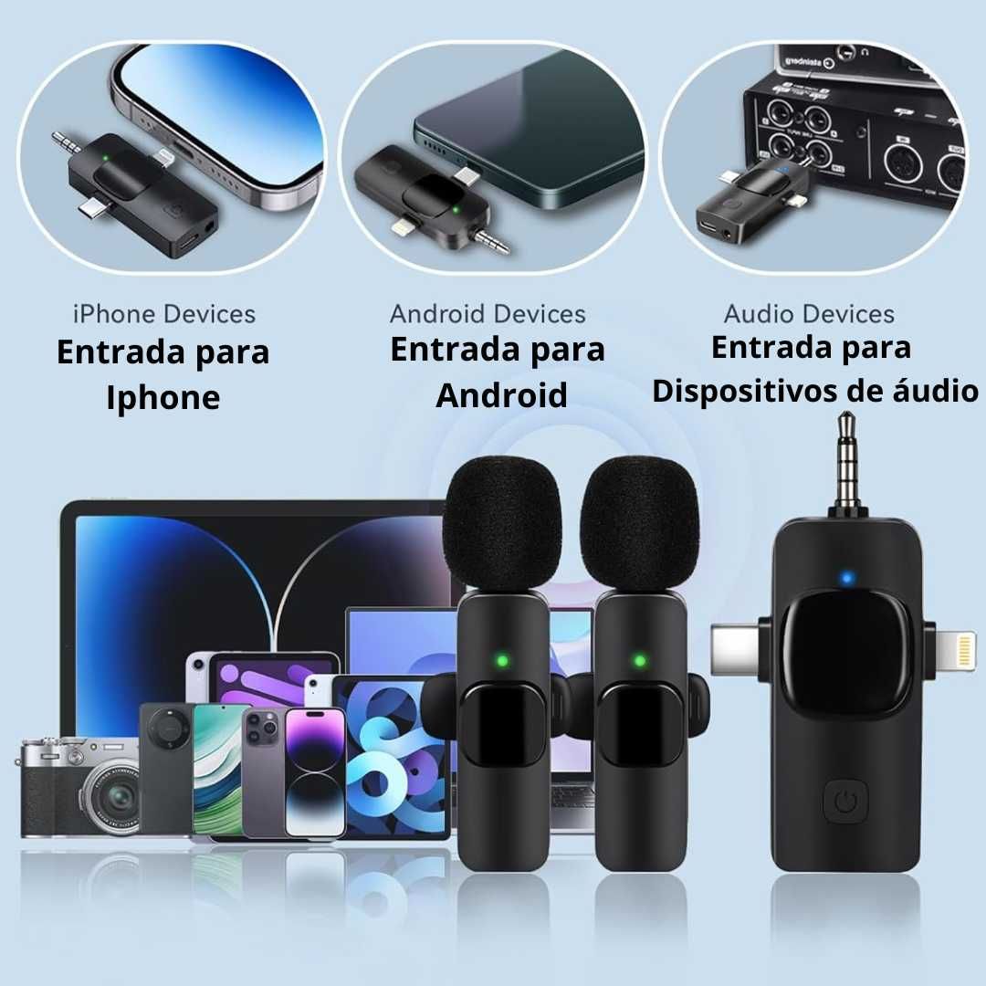 Microfone de Lapela Sem Fios Novo e Profissional