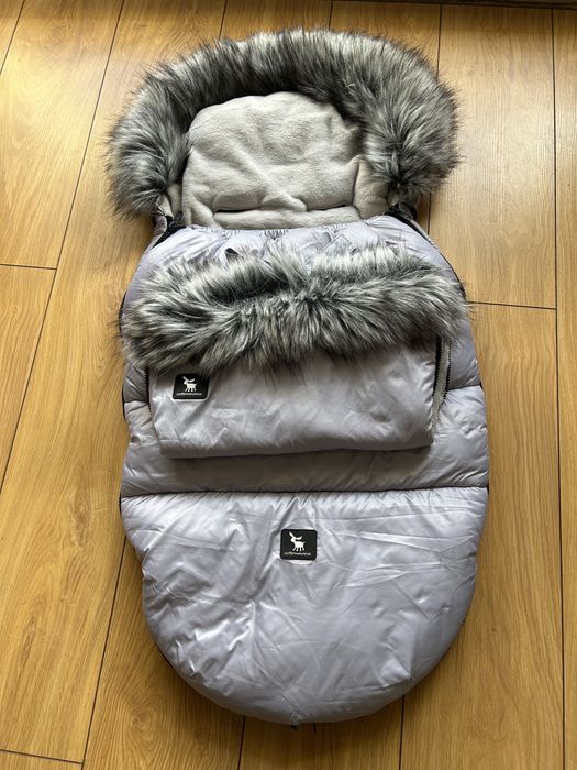 Śpiworek do wózka Cottonmoose szary + mufka