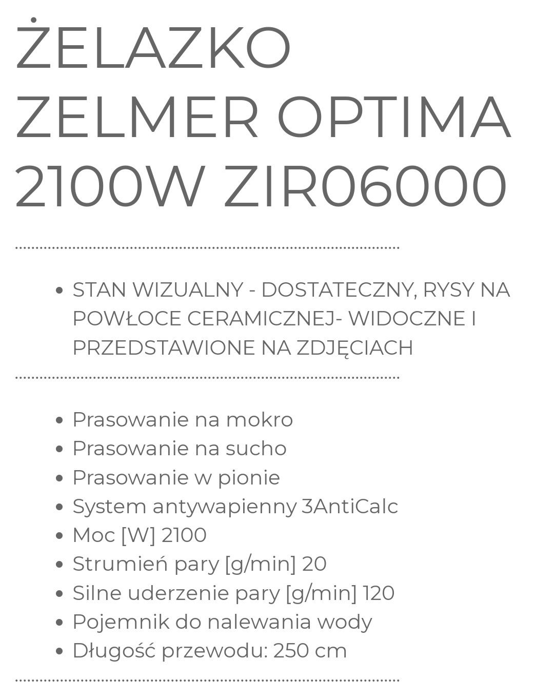 Żelazko Zelmer 2100 Optima