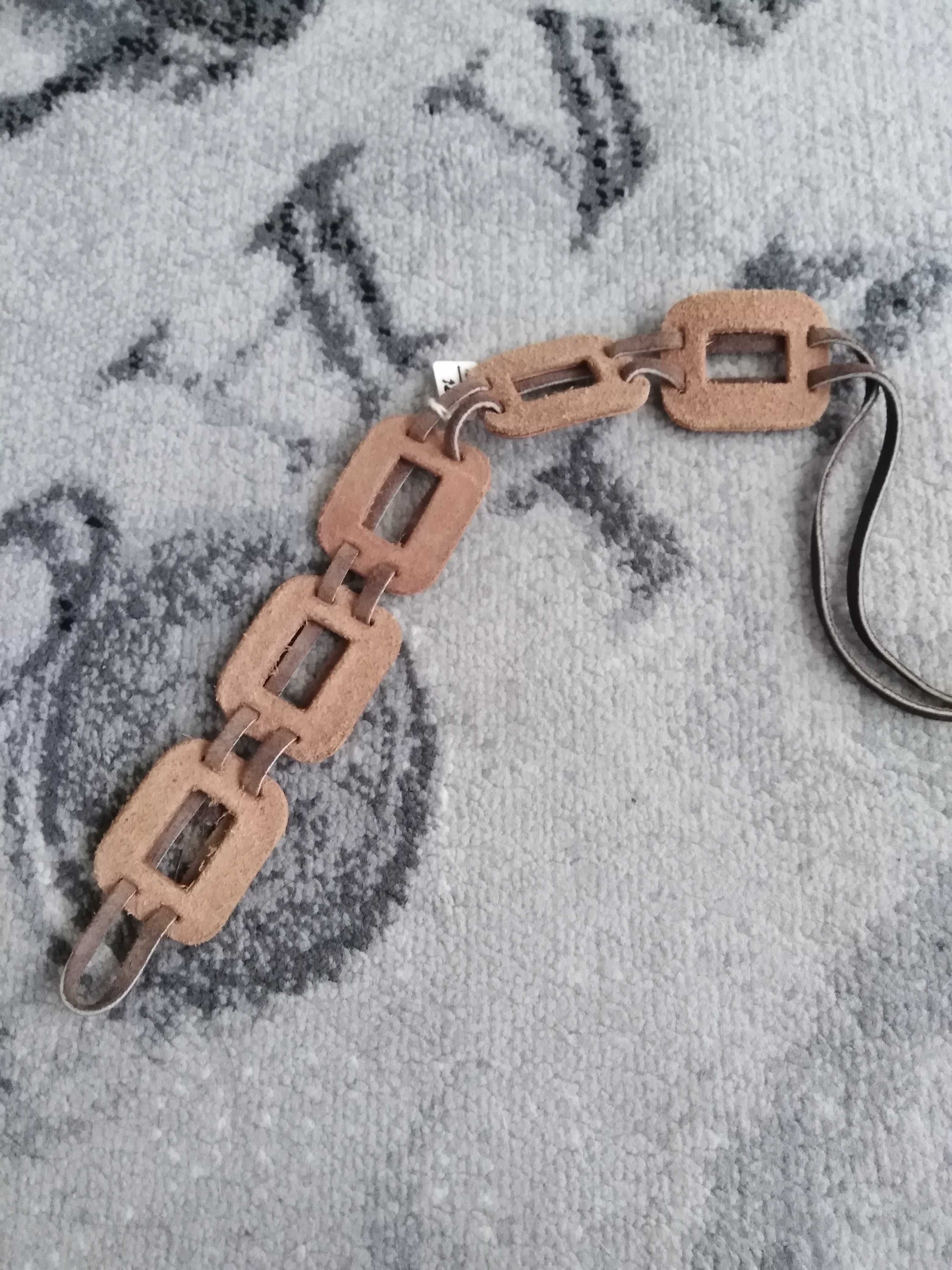 Vintage choker, naszyjnik skórzany skandynawski