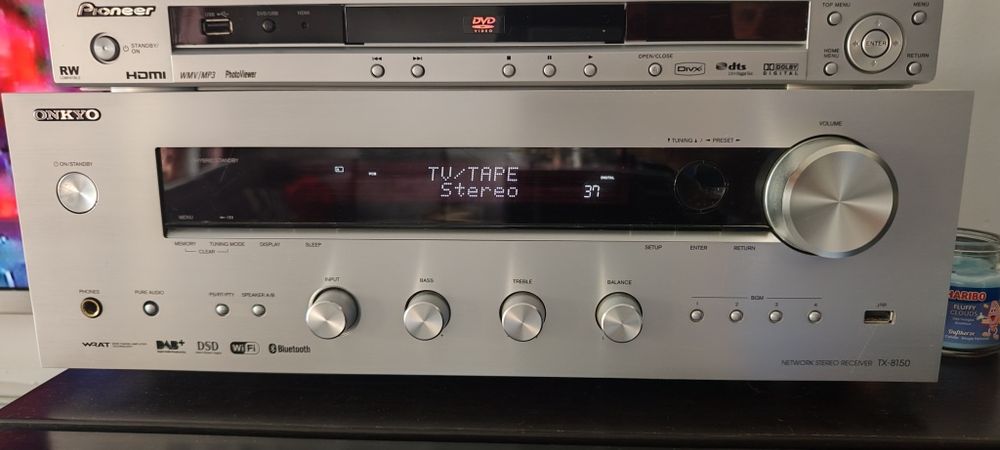 Amplituner  stereo Onkyo TX-8150 + DVD 2x135W RMS cały komplet