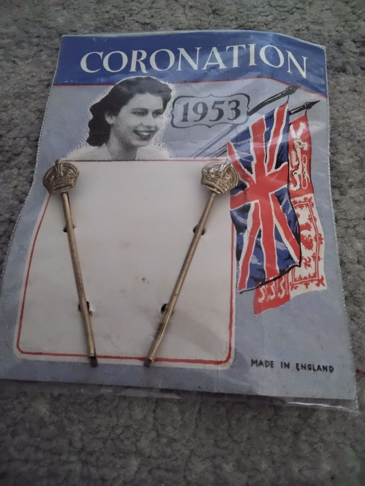 Vintage Królowa Elżbieta II oryginalne wpinki do włosow lata 50 te