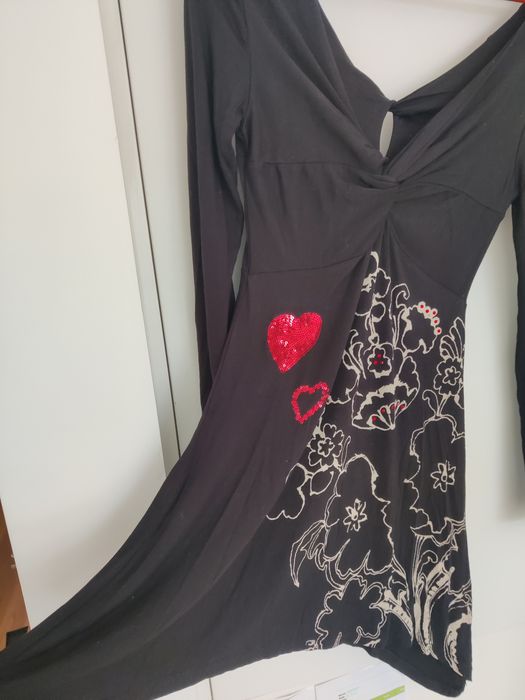 Túnica, manga comprida, preta, Desigual, S