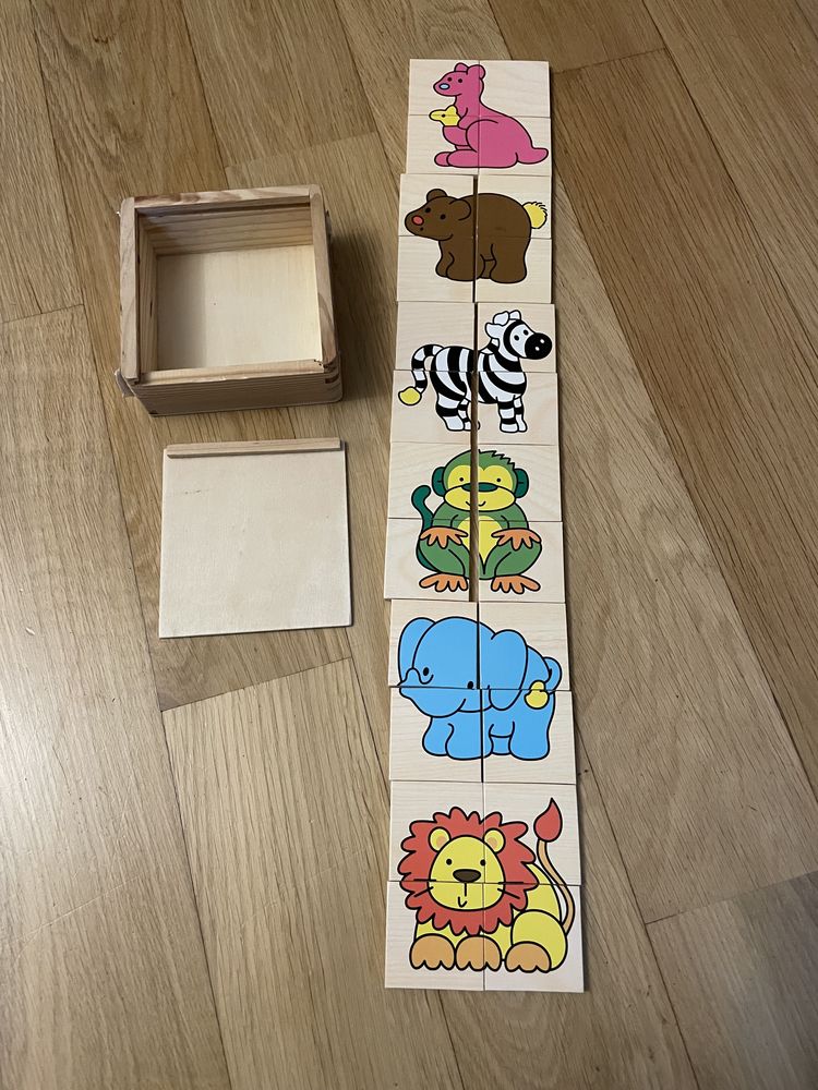 Drewniane puzzle dla dzieci plus memo