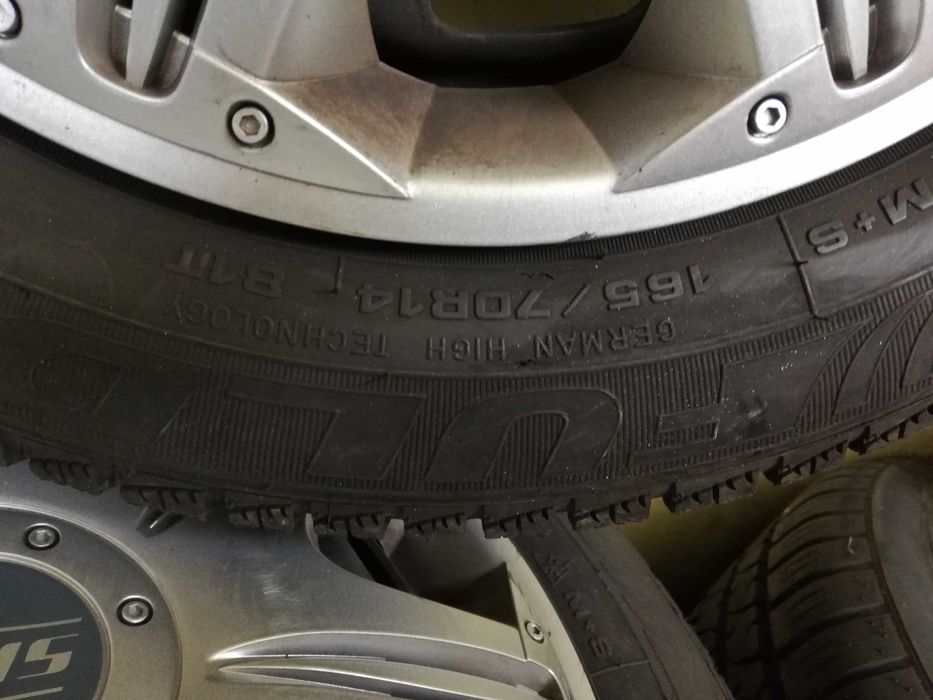 Koła zimowe  5x 100  opony 165  70  14