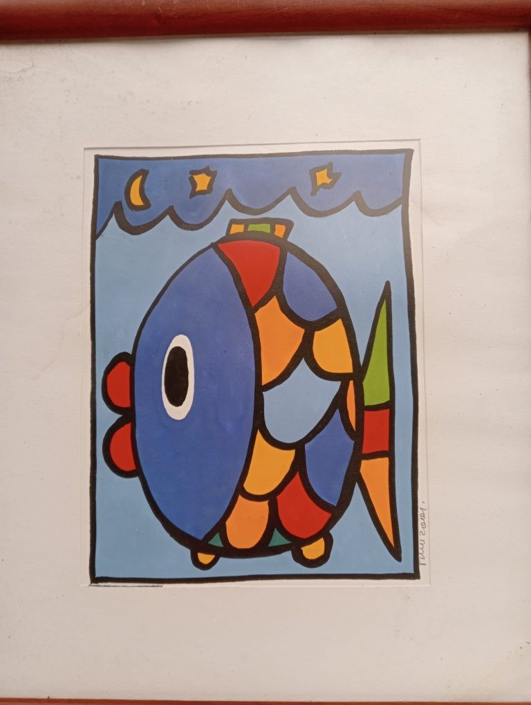 Serigrafia de peixe assinada e datada 2001