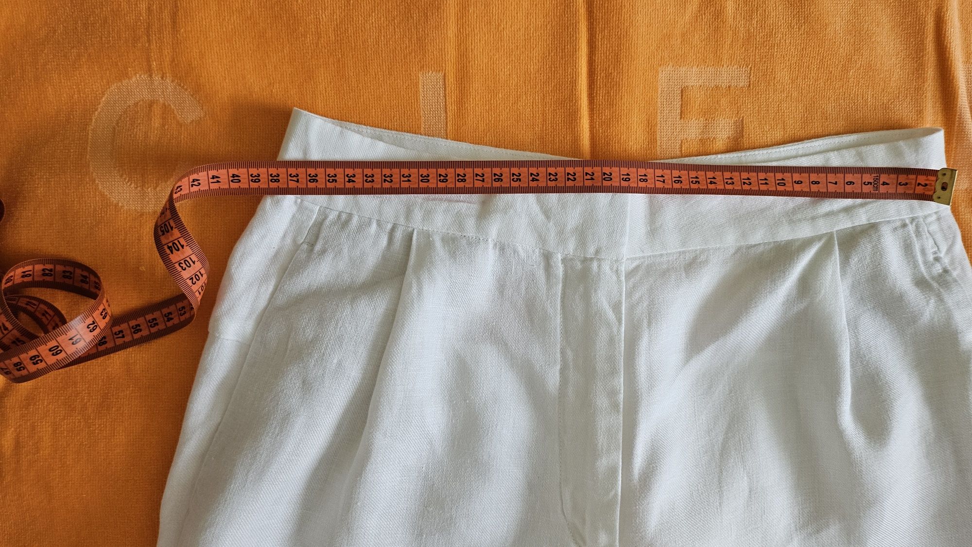 Białe lniane spodnie Massimo Dutti M/38