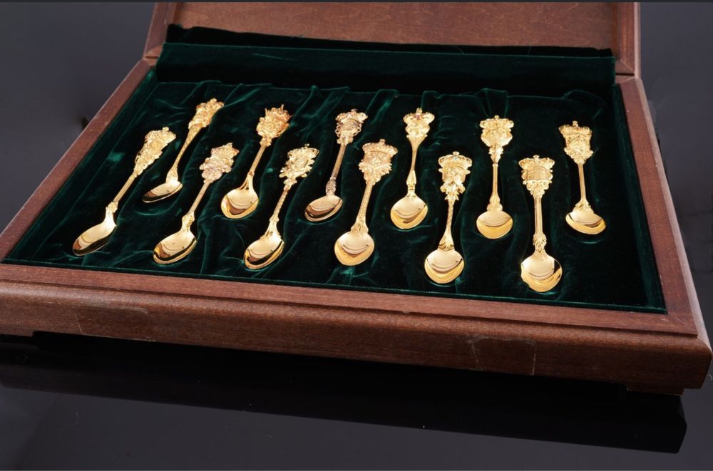 Faberge - Colher de café (12) - Prata dourada 24k