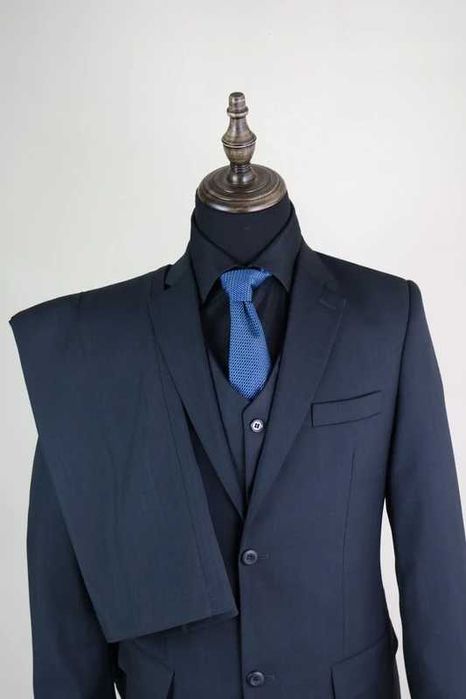 Garnitur męski 3 częściowy marynarka spodnie kamizelka grafitowy