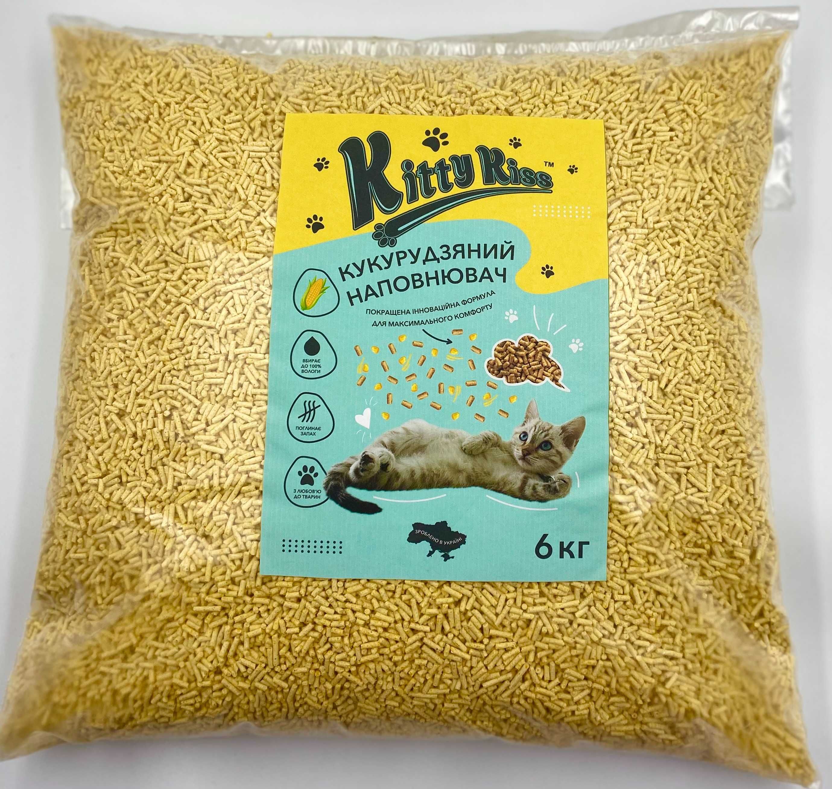 Кукурудзянийнаповнювач для котів,комкующийся наполнитель 6кгкомкуючий