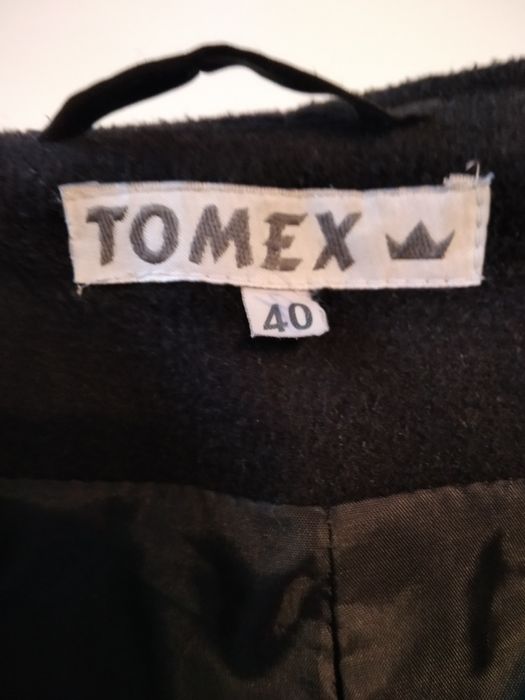 Czarny płaszczyk z flauszu damski rozmiar 40