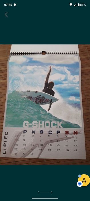 Kalendarz Casio G Shock.