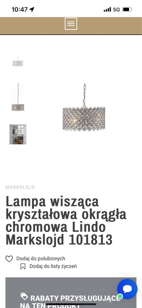 Lampa krysztalowa firmy MARKSLOJD