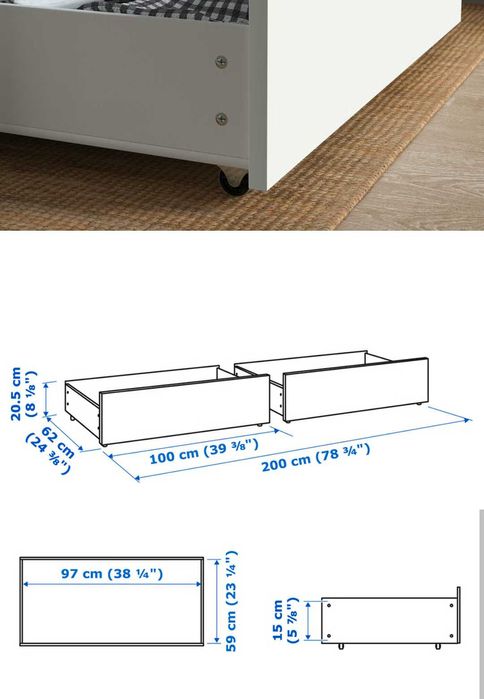 MALM duas caixa de arrumação brancas para cama malm do IKEA
