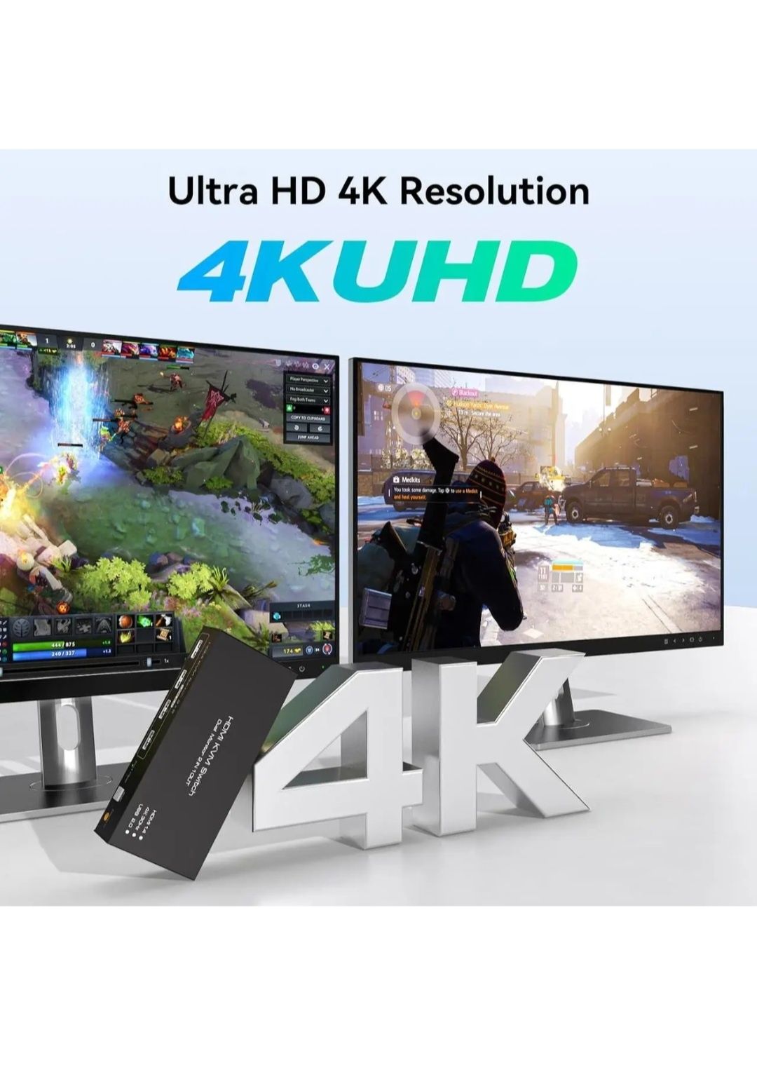 Подвійний KVM HDMI перемикач 2 комп'ютери до 2 моніторів