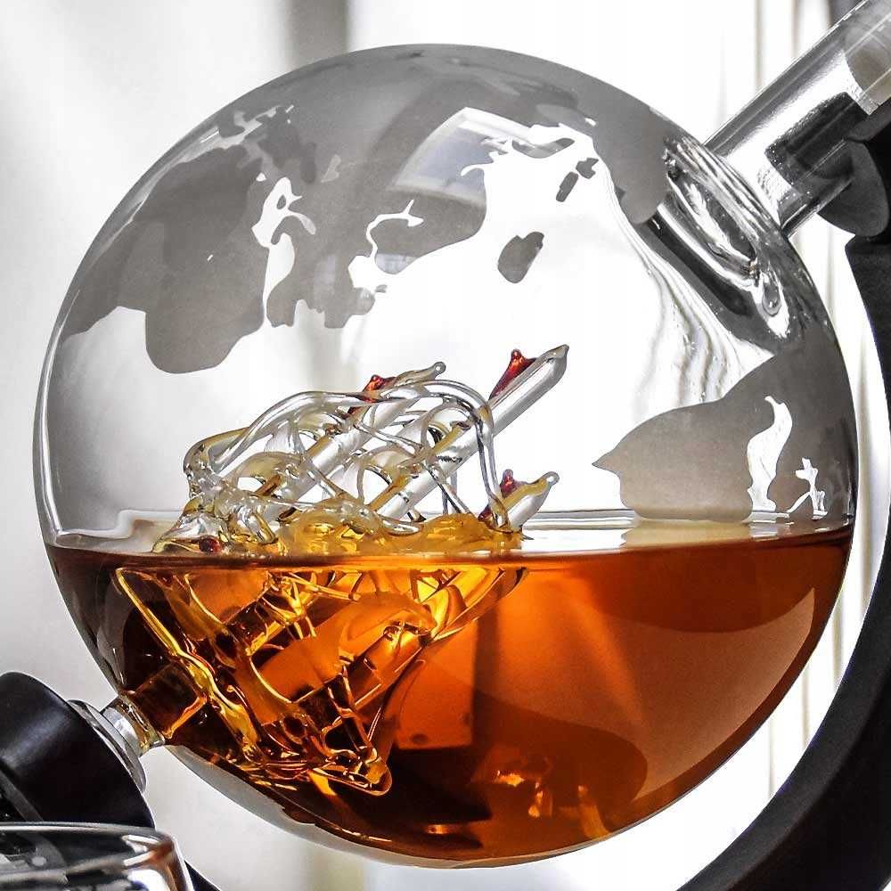 Zestaw do whisky KARAFKA GLOBUS + szklanki prezent na urodziny