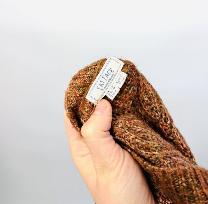 Rdzawy sweter o ażurowym splocie M 38 Fat Face
