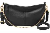 Fossil Jolie – Damska torebka skórzana Mini Baguette, czarna