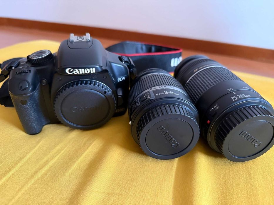 Câmara fotográfica Canon EOS 450D + 2 lentes + muitos acessórios