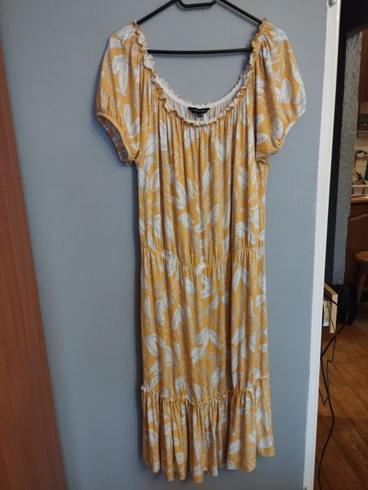 Żółta kanarkowa sukienka kwiaty wzory Peacocks 48