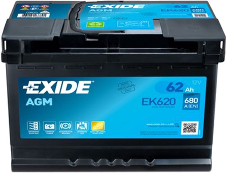 Автомобільний акумулятор Exide Start-Stop AGM 62Ah Ев (-/+)