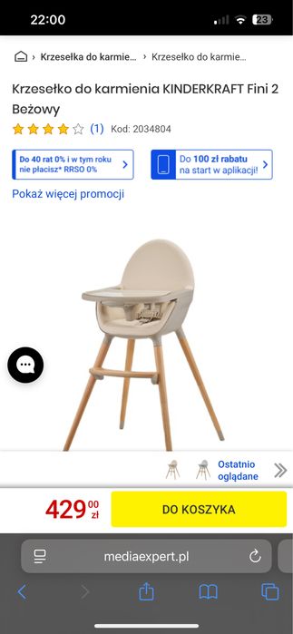 Krzesełko do karmienia KINDERKRAFT Fini 2