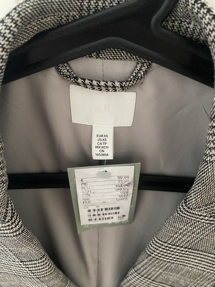 Marynarka w kratę oversize H&M rozmiar 34 XS