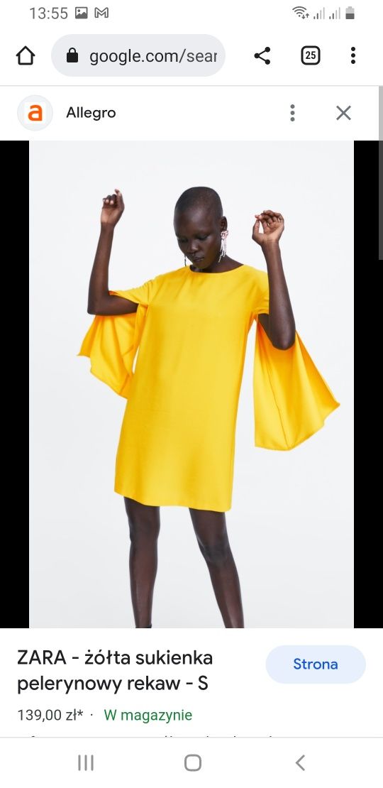 Sukienka żółta zara nowa XL