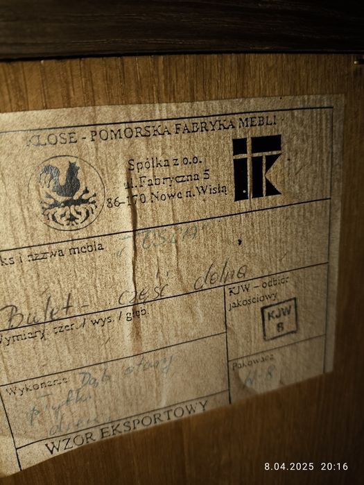 Klose tosca meble komoda bufet pomorska fabryka mebli dębowe