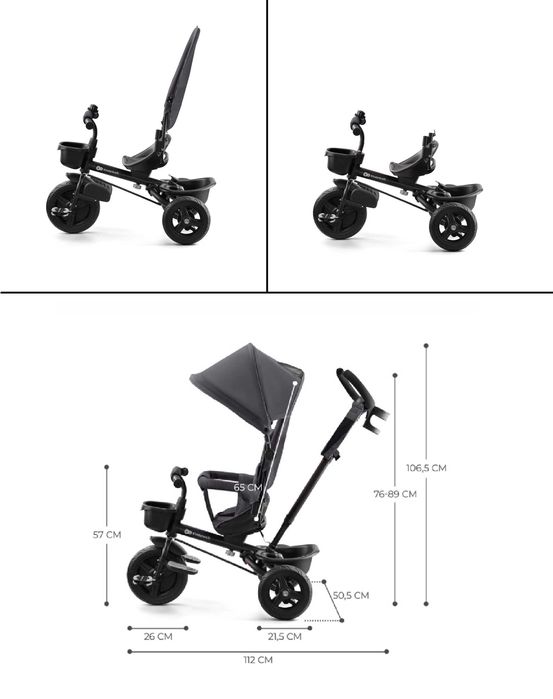 Rowerek trójkołowy Kinderkraft AVEO Malachite Grey