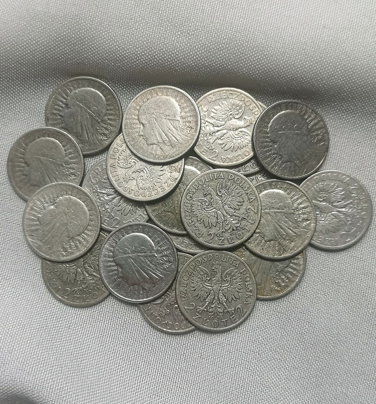 przedwojenne srebrne monety 2 zł Głowa Kobiety Ag750 srebro