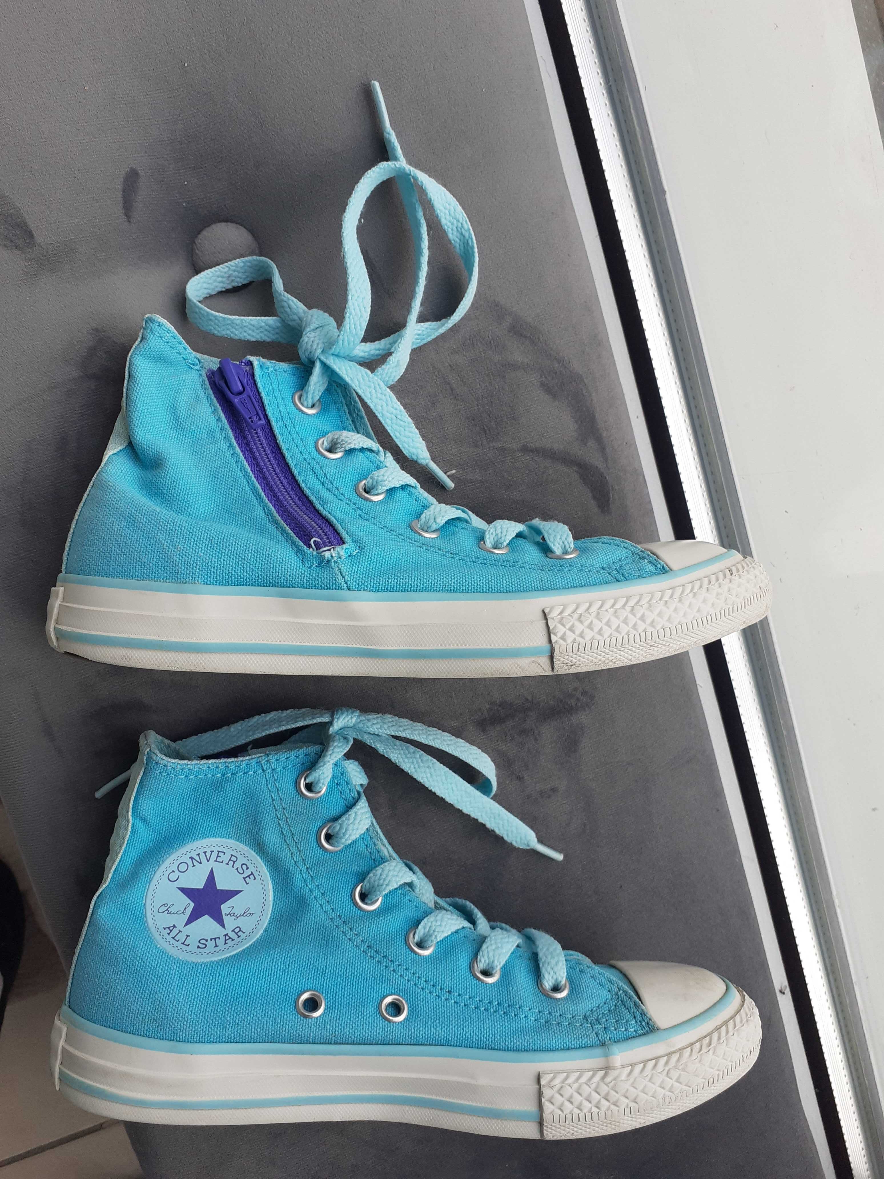 CONVERSE r. 32 turkusowe tenisówki suwak ZA KOSTKĘ dla dziewczynki